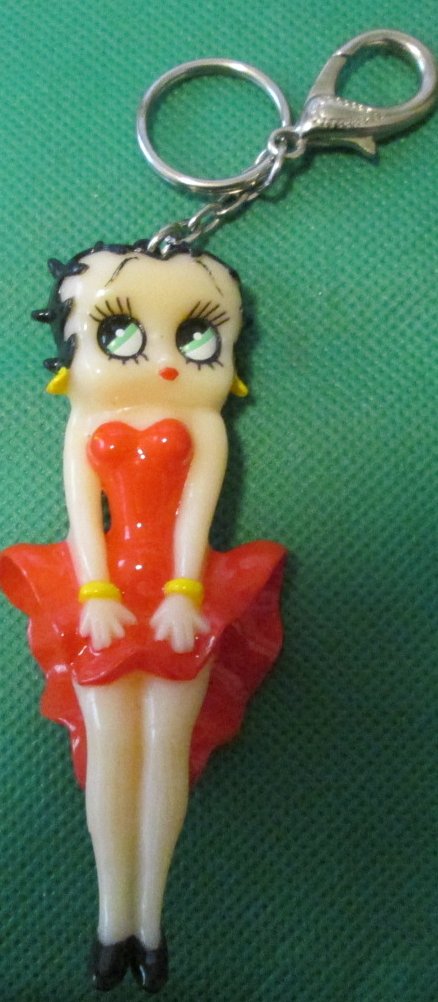 BETTY BOOP with red dress keyring key chain clip-on 3.75"